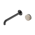 Nero Serenity Progressive Wall Basin Mixer 220mm Spout With Rome Travertine Handle Gun Metal