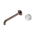 Nero Serenity Progressive Wall Basin Mixer 220mm Spout With Arabescato Corchia Handle Brushed Bronze