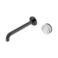 Nero Serenity Progressive Wall Basin Mixer 220mm Spout With Arabescato Corchia Handle Gun Metal