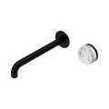 Nero Serenity Progressive Wall Basin Mixer 220mm Spout With Arabescato Corchia Handle Matte Black