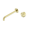 Nero Serenity Progressive Wall Basin Mixer 220mm Spout With Metal Handle Brushed Gold 5 Star / 5LPM
