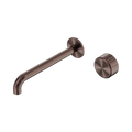 Nero Serenity Progressive Wall Basin Mixer 220mm Spout With Metal Handle Brushed Bronze