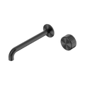 Nero Serenity Progressive Wall Basin Mixer 220mm Spout With Metal Handle Gun Metal