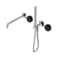 Nero Serenity Progressive Shower System With Spout With Marquina Black Handle And Slim Shower Brushed Nickel