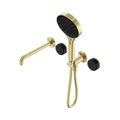 Nero Serenity Progressive Shower System With Spout With Marquina Black Handle And  Hand Shower Brushed Gold