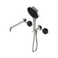 Nero Serenity Progressive Shower System With Spout With Marquina Black Handle And  Hand Shower Brushed Nickel