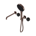 Nero Serenity Progressive Shower System With Spout With Marquina Black Handle And  Hand Shower Brushed Bronze