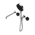 Nero Serenity Progressive Shower System With Spout With Marquina Black Handle And  Hand Shower Chrome