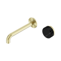 Nero Serenity 24E139BG Progressive Wall Basin Mixer 185mm Spout With Marquina Black Handle Brushed Gold 5 Star / 5LPM