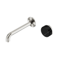 Nero Serenity 24E139BN Progressive Wall Basin Mixer 185mm Spout With Marquina Black Handle Brushed Nickel 5 Star / 5LPM