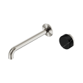 Nero Serenity Progressive Wall Basin Mixer 220mm Spout With Marquina Black Handle Brushed Nickel 5 Star / 5LPM