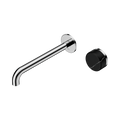 Nero Serenity Progressive Wall Basin Mixer 220mm Spout With Marquina Black Handle Chrome 5 Star / 5LPM