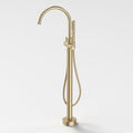 Caroma Riviere Freestanding Bath Filler with Handshower, Brushed Brass image