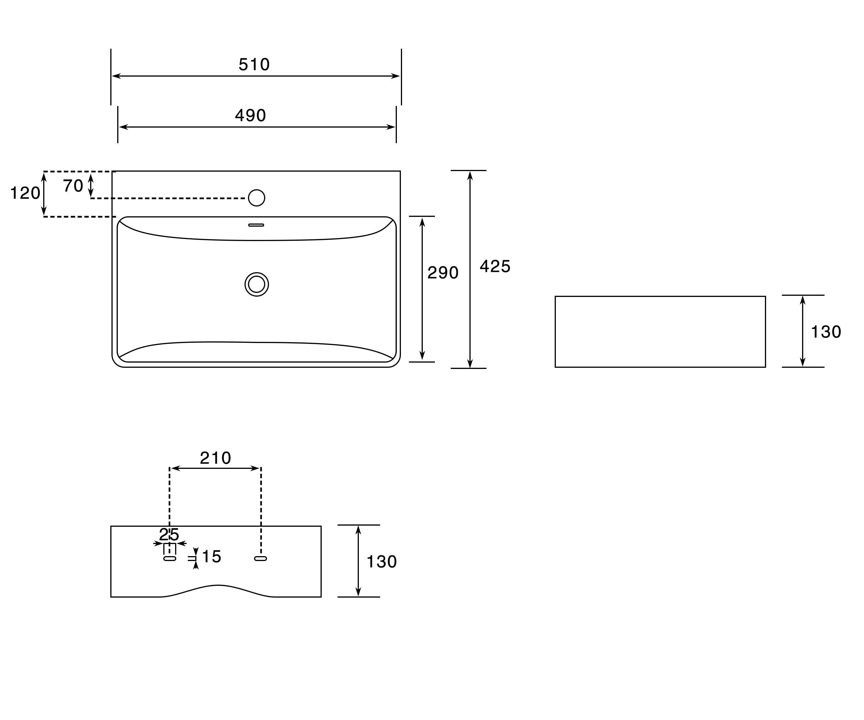 Essence Cordex Wall Basin -510mm