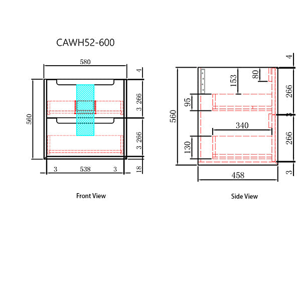Aulic Ainsley 600mm Vanity Unit with Flat Stone Top (various options)