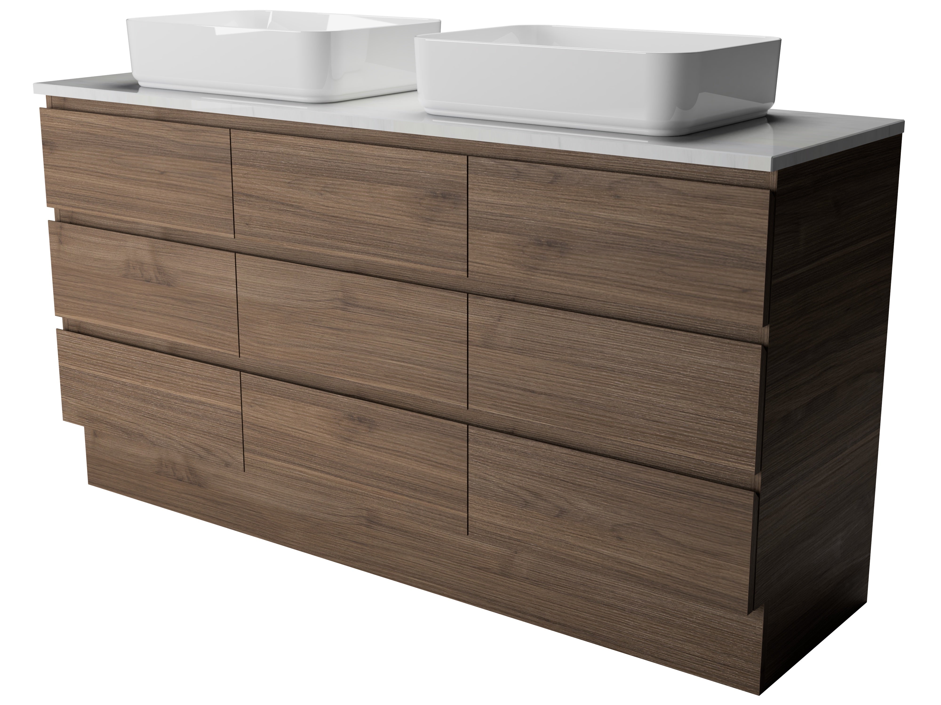 Ashton Vanity 1500mm Double Above Counter Basins SilkSurface Top Floor standing
