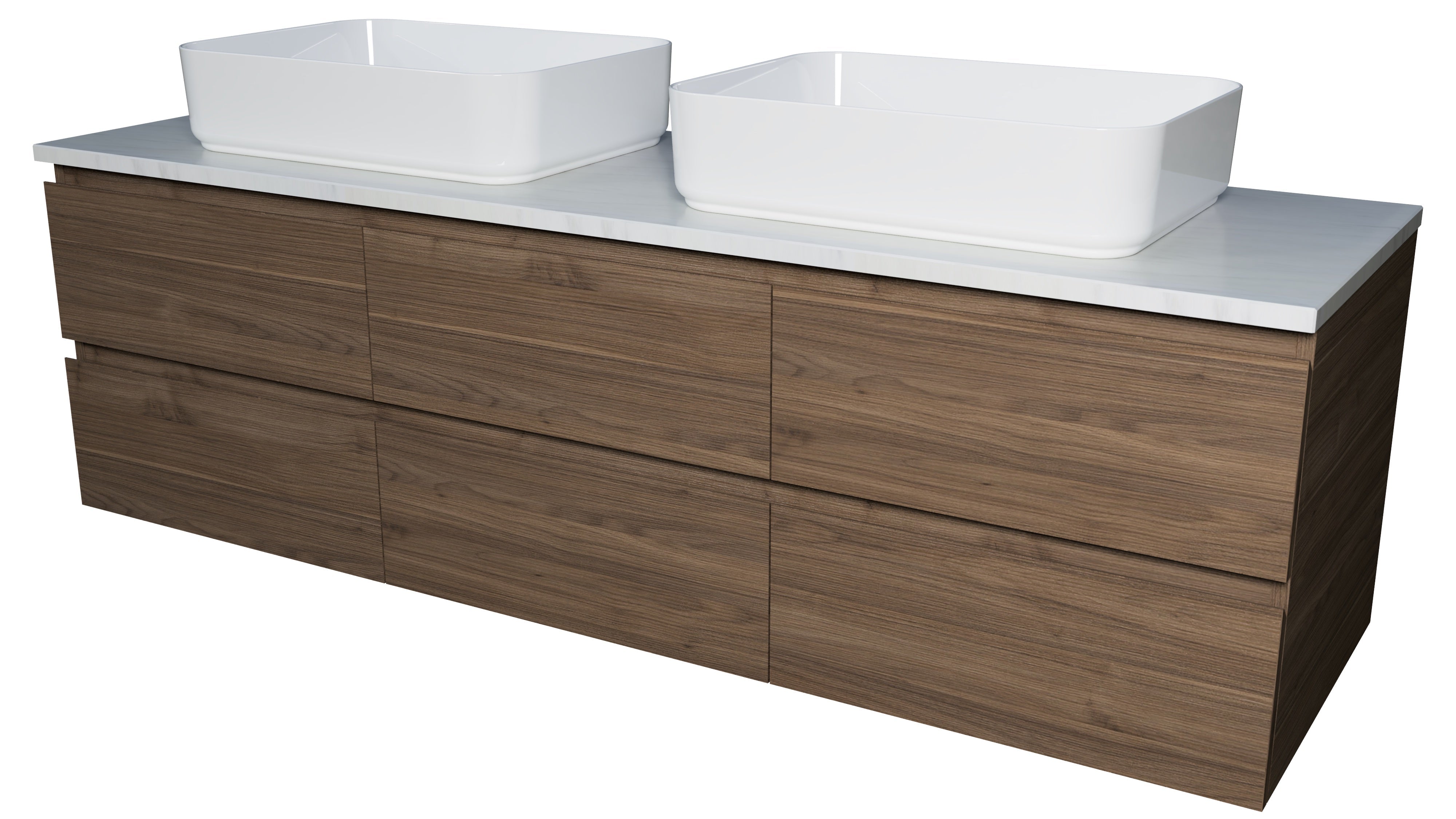 Ashton Vanity 1500mm Double Above Counter Basins SilkSurface Top Wall hung