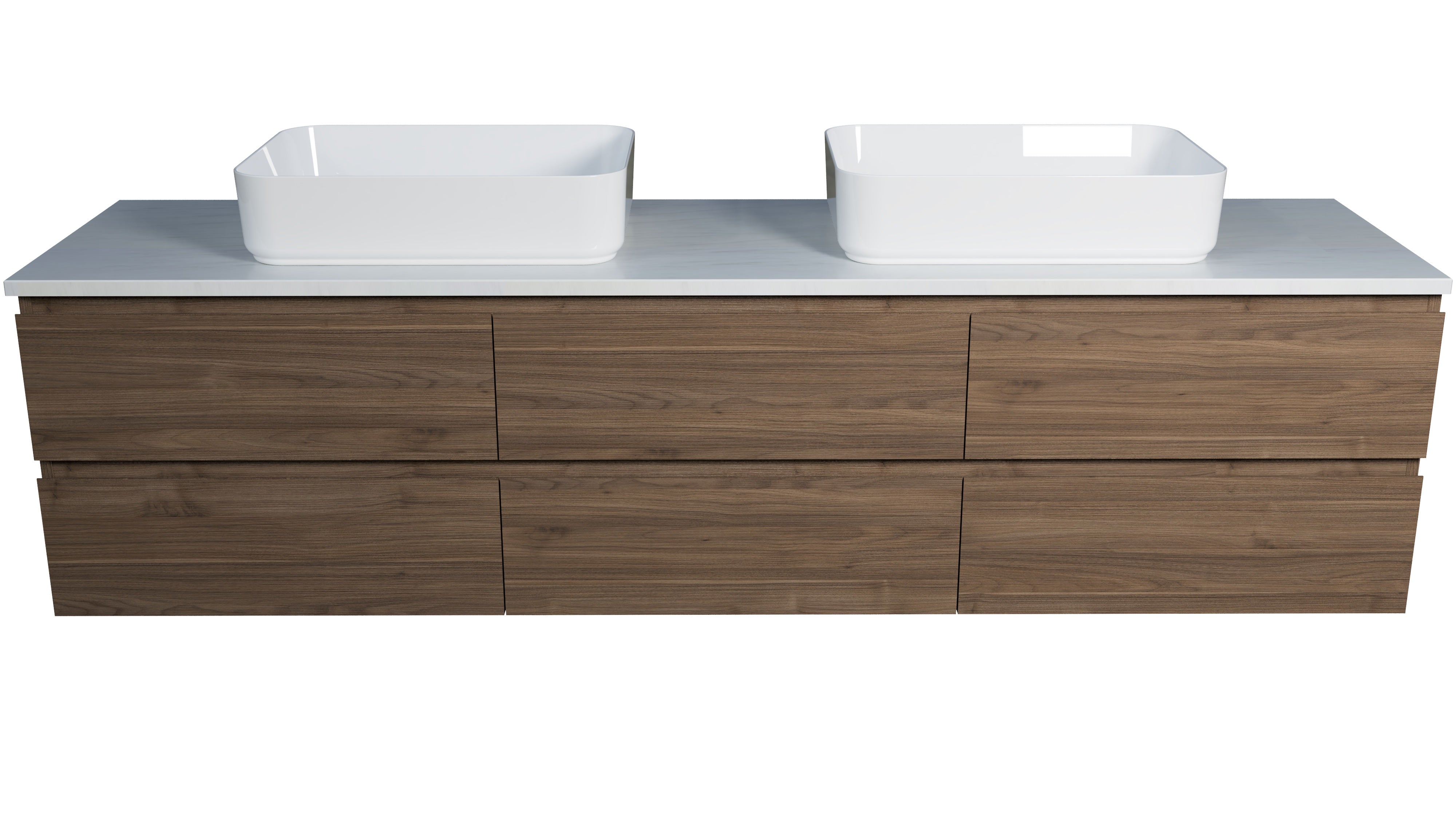 Ashton Vanity 1800mm Double Above Counter Basins SilkSurface Top Wall hung