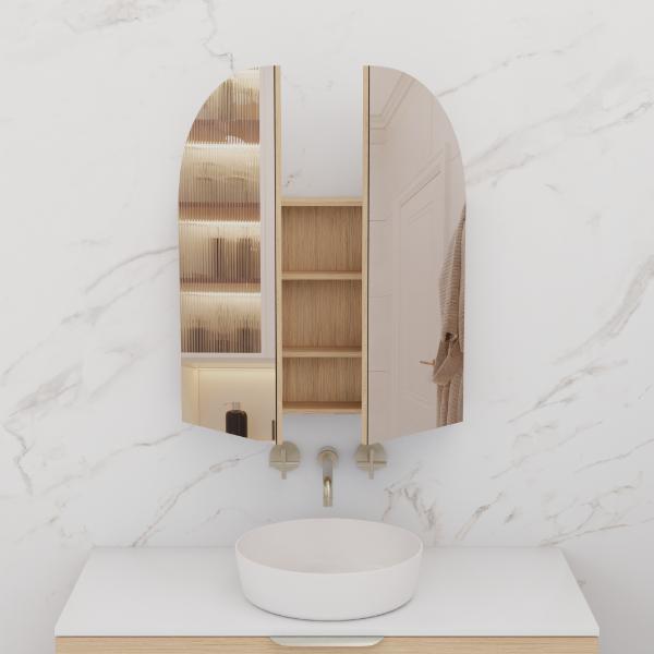 FABF Arka 800mm Shaving Cabinet, Woodgrain Laminate