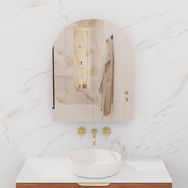 FABF Arka 800mm Shaving Cabinet Timber Veneer, Tasmanian Blackwood