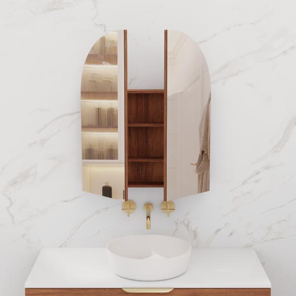 FABF Arka 800mm Shaving Cabinet Timber Veneer, Tasmanian Blackwood