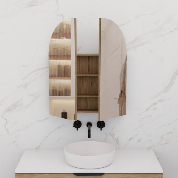 FABF Arka 800mm Shaving Cabinet, Woodgrain Laminate
