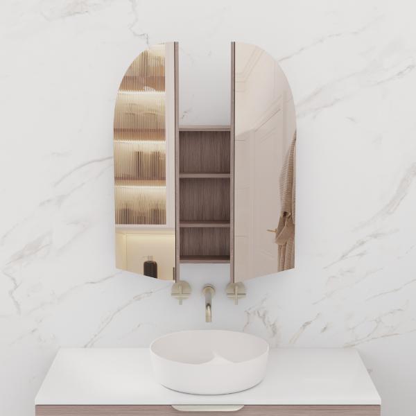 FABF Arka 800mm Shaving Cabinet, Woodgrain Laminate