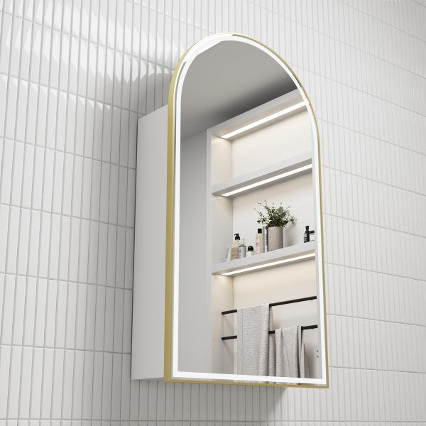 Aulic Canterbury LED Shaving Cabinet - Matte White, Multiple Options