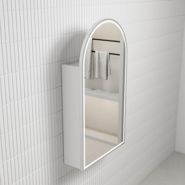Aulic Canterbury LED Shaving Cabinet - Matte White, Multiple Options