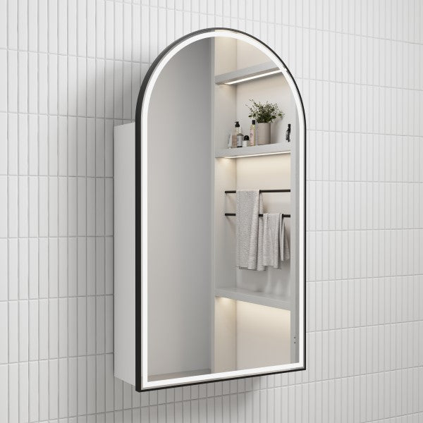 Aulic Canterbury LED Shaving Cabinet - Matte White, Multiple Options