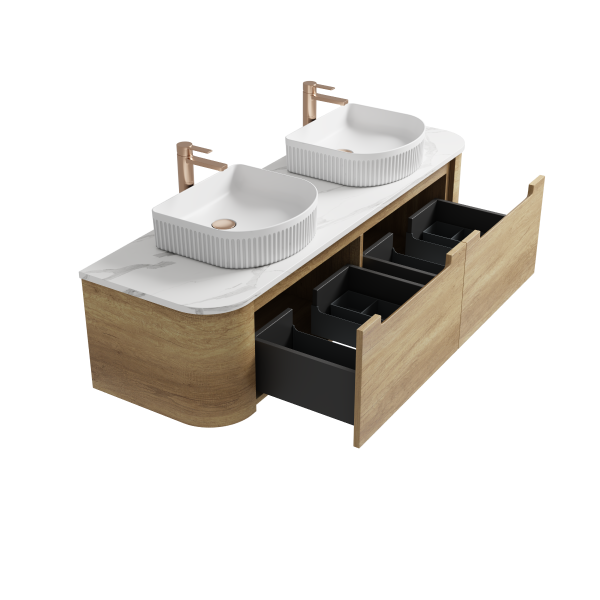 Aulic Carita 1500mm Vanity Unit with Flat Stone Top (various options)