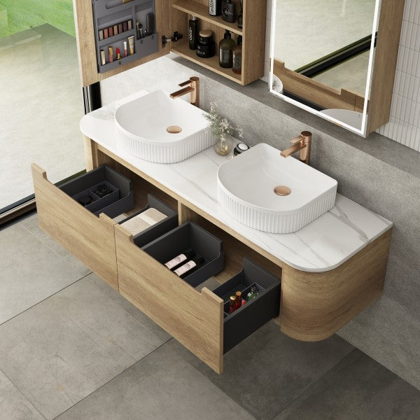 Aulic Carita 1500mm Vanity Unit with Flat Stone Top (various options)