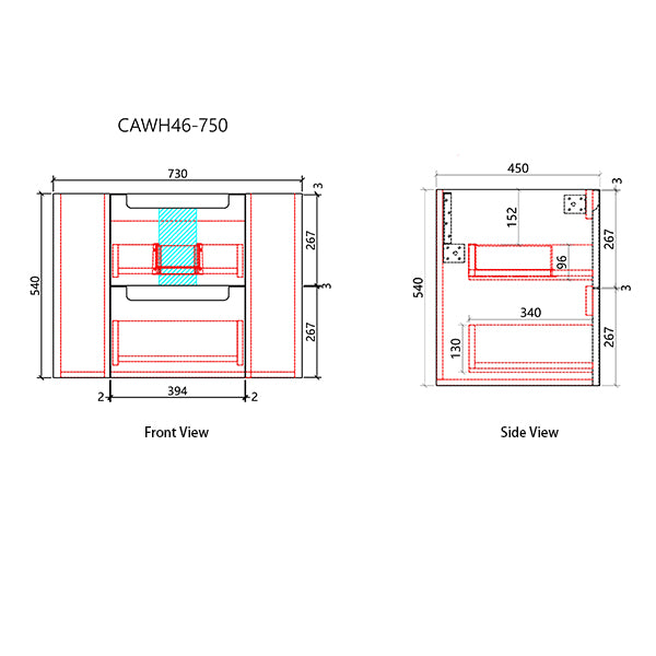 Aulic Curva 750mm Vanity Unit with Flat Stone Top (various options)
