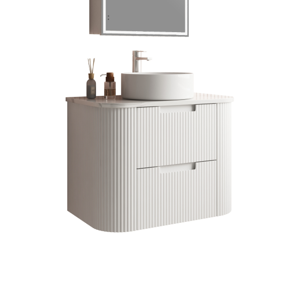 Aulic Curva 750mm Vanity Unit with Flat Stone Top (various options)