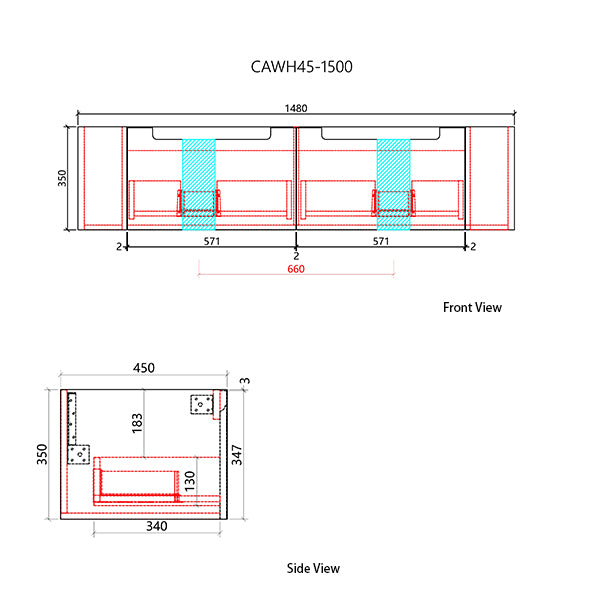 Aulic Savio 1500mm Vanity Unit with Flat Stone Top (various options)