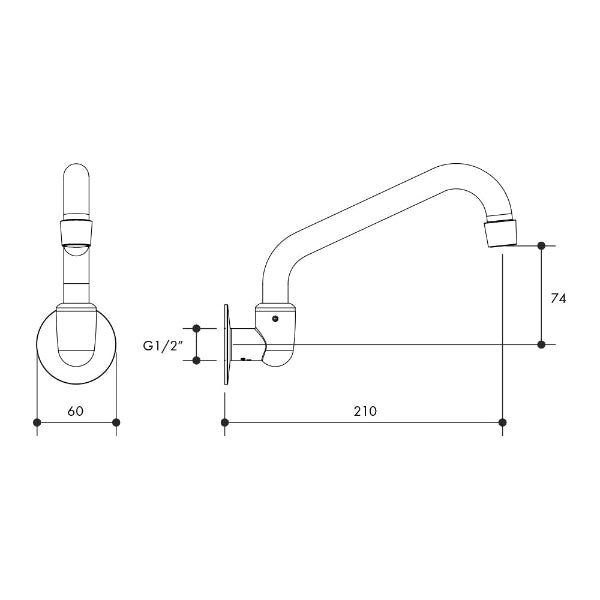 Standard Wall Swivel Outlet - 210mm projection