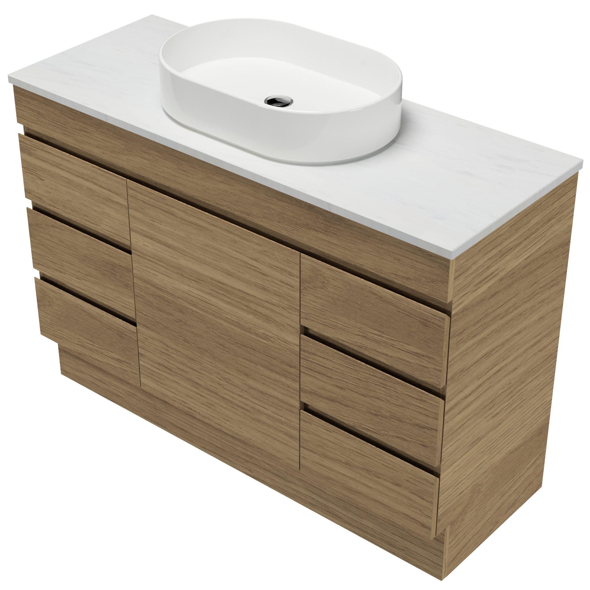 Bargo Floor standing 1200mm Vanity Centre Above Counter Basin SilkSurface Top