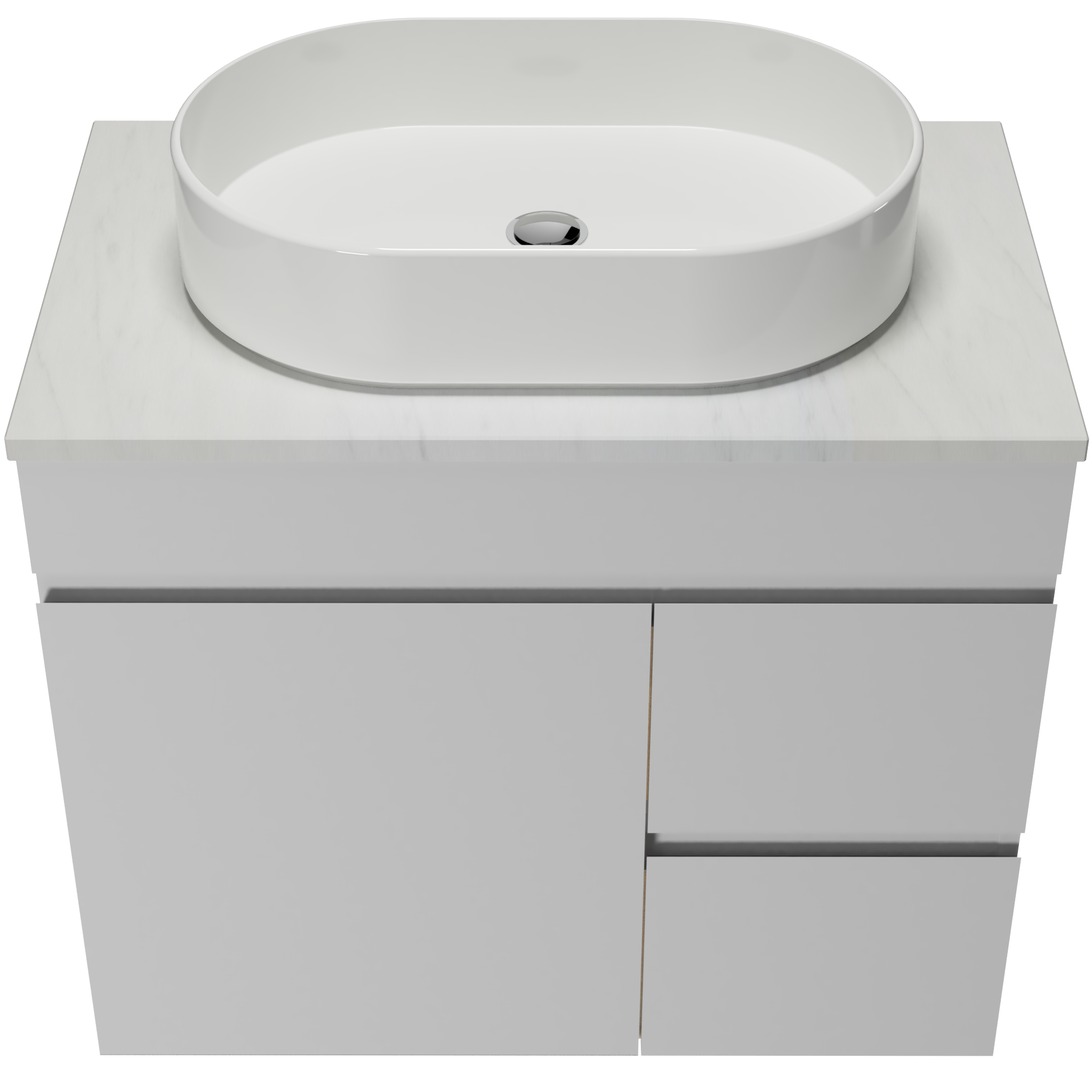 Bargo Wall hung 750mm Vanity Centre Above Counter Basin SilkSurface Top