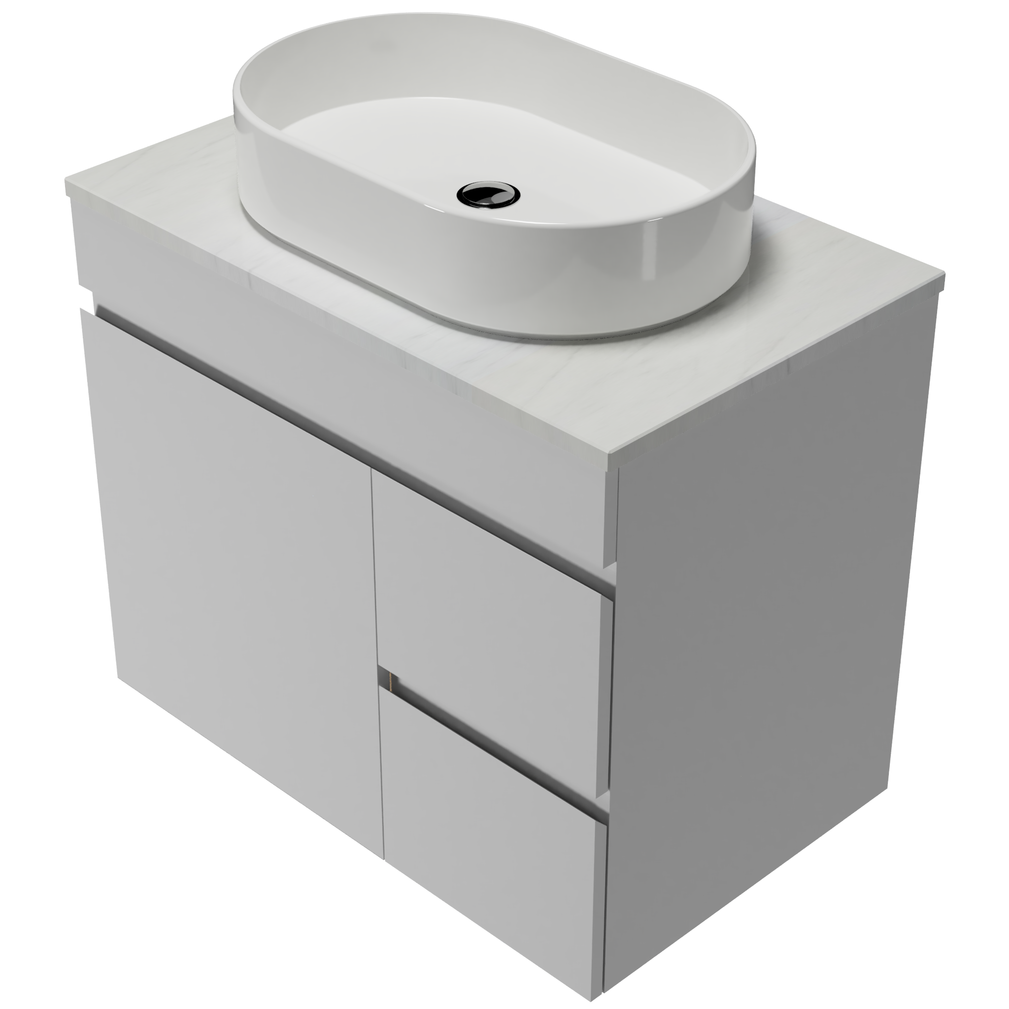 Bargo Wall hung 750mm Vanity Centre Above Counter Basin SilkSurface Top