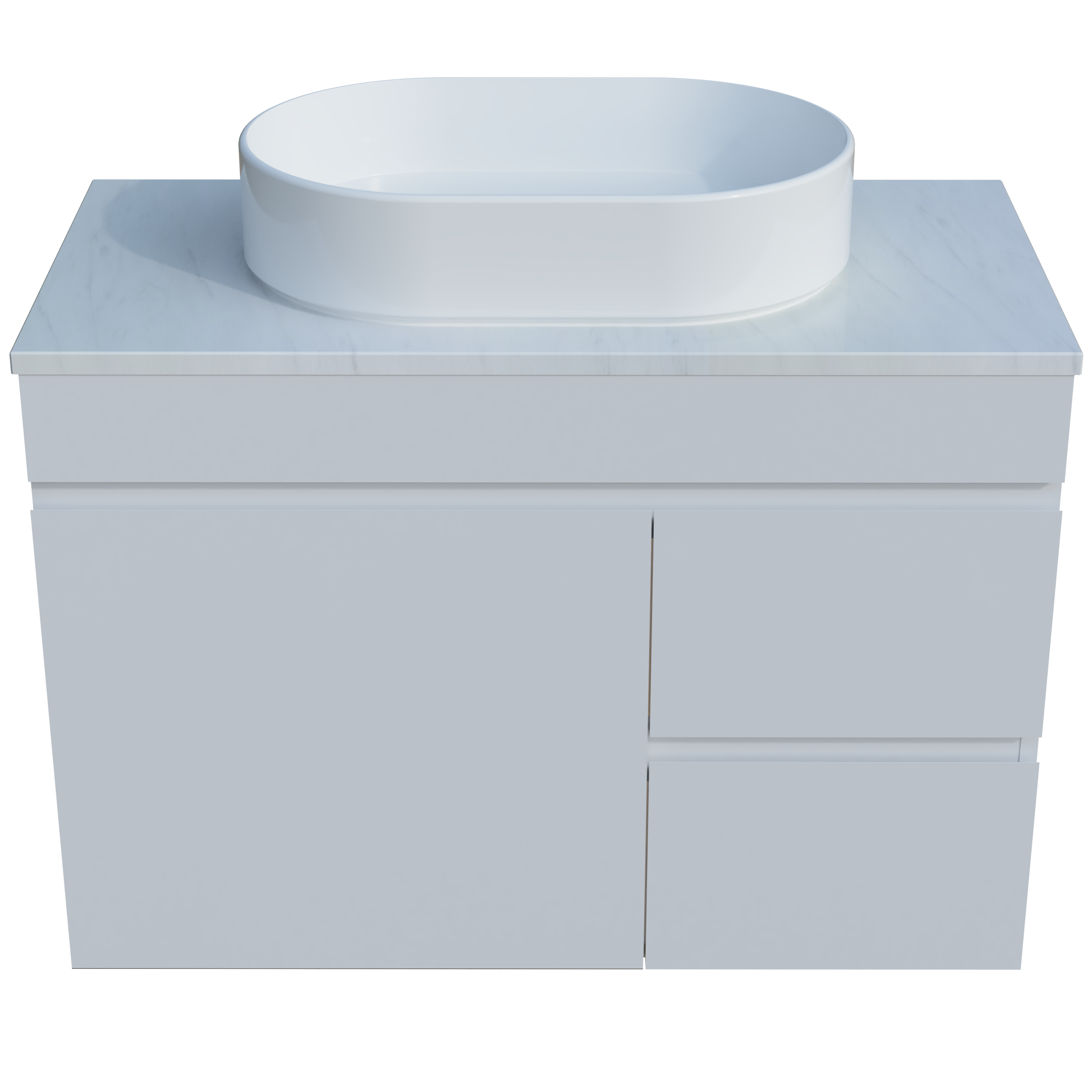 Bargo 900mm Wall hung Vanity Centre Above Counter Basin SilkSurface Top
