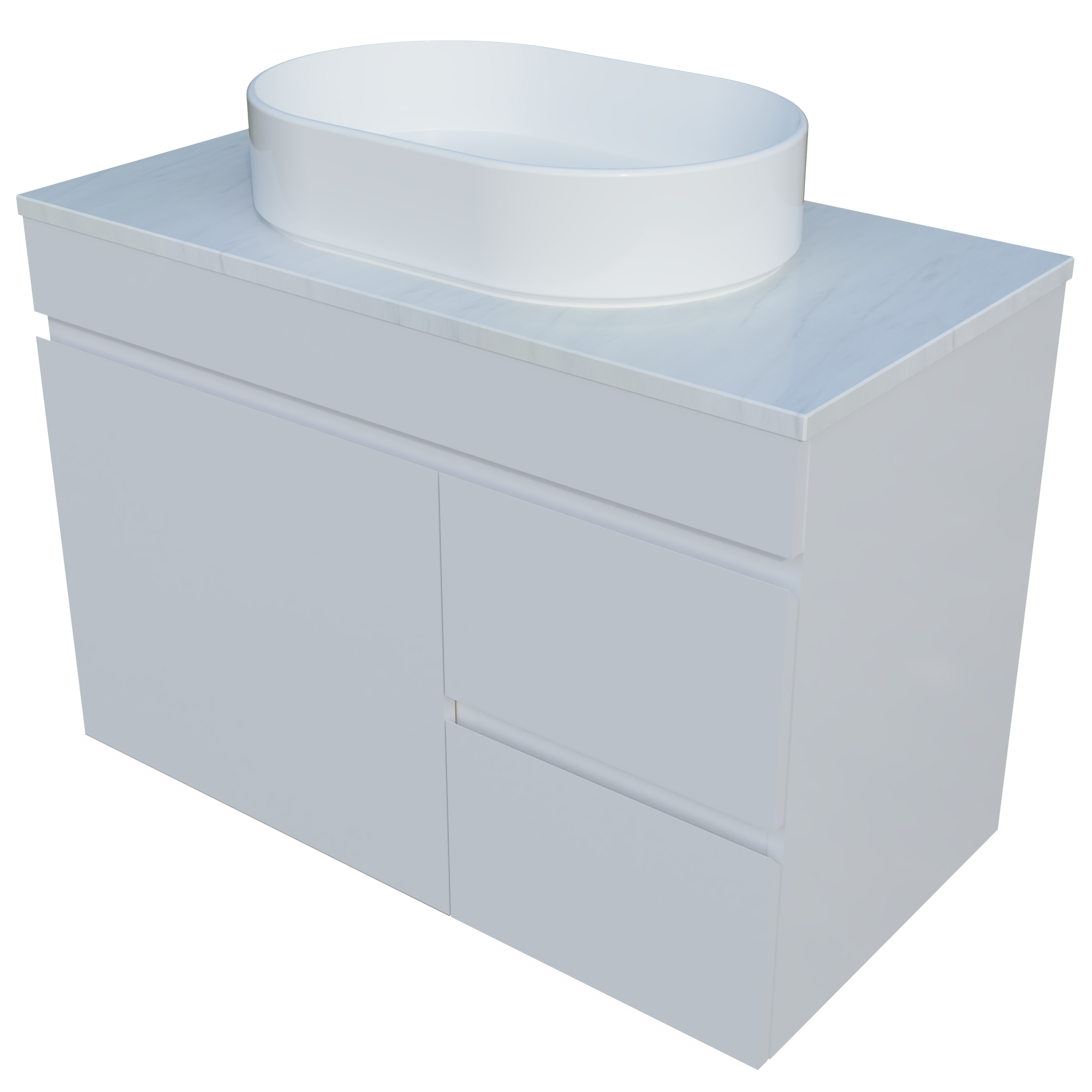 Bargo 900mm Wall hung Vanity Centre Above Counter Basin SilkSurface Top