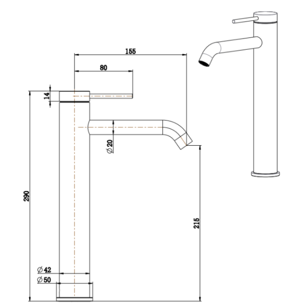 Bella Vista Mica Tall Basin Mixer Curved Spout - Dusk Bronze