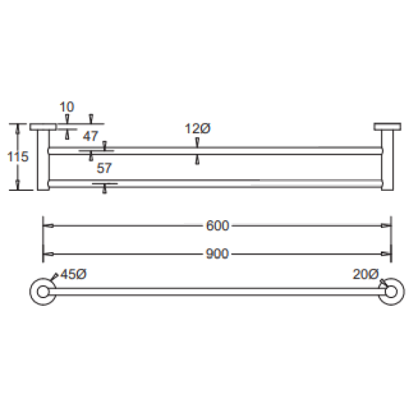 Johnson Suisse Venezia Double Towel Rail 900mm - Gunmetal