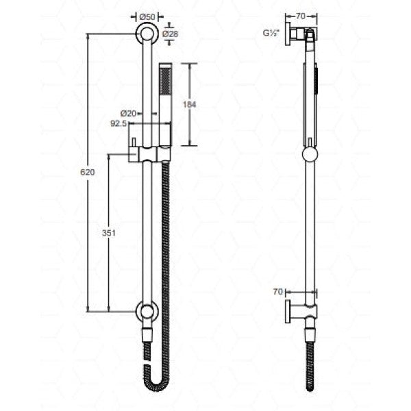 Johnson Suisse Venezia Rail Shower - Brushed Brass