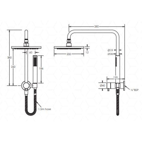 Johnson Suisse Venezia Short Twin Shower - Brushed Nickel
