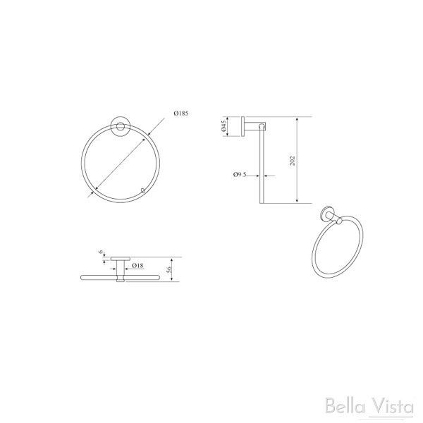 Bella Vista Mica Hand Towel Ring - Chrome