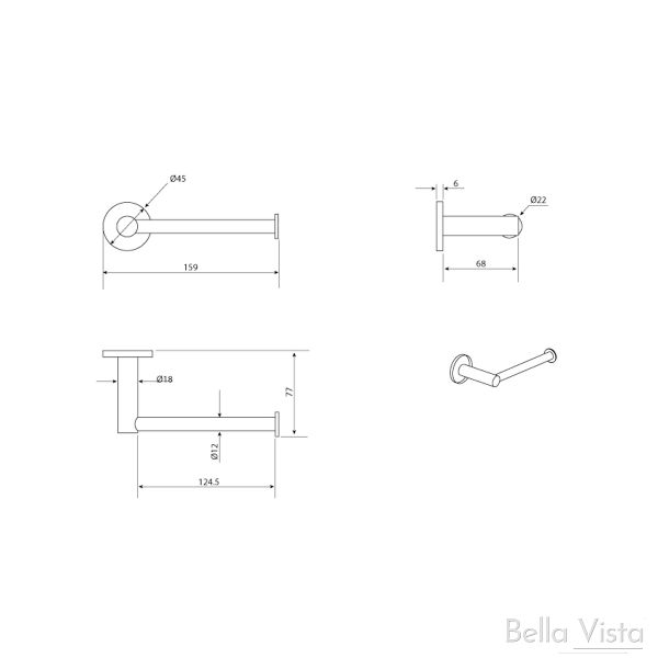 Bella Vista Mica Toilet Roll Holder - Brushed Nickel