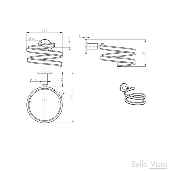 Bella Vista Mica Hairdryer Holder - Gunmetal