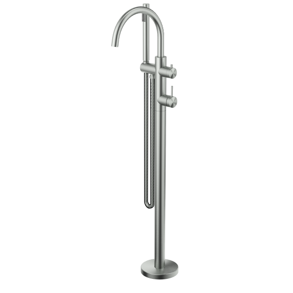 Bella Vista Mica Floorstanding Bath Spout with Mixer and Handshower - Brushed Nickel