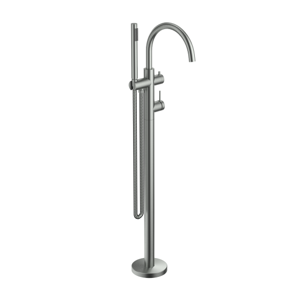 Bella Vista Mica Floorstanding Bath Spout with Mixer and Handshower - Brushed Nickel